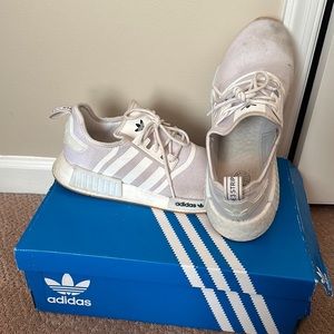 Men’s Adidas NMD_R1 PrimeBlue all white shoes. Size 12.5 men’s.